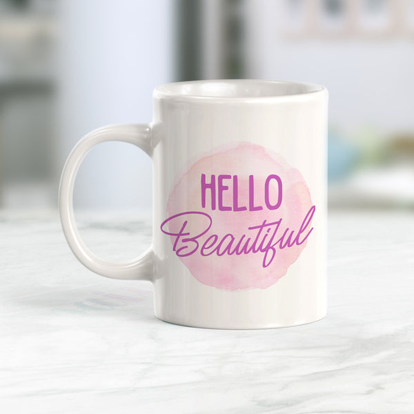 Hello Beautiful Coffee Mug for Women - Cute Rose Pink and Gold Cups & –  Island Dog T-Shirt Company