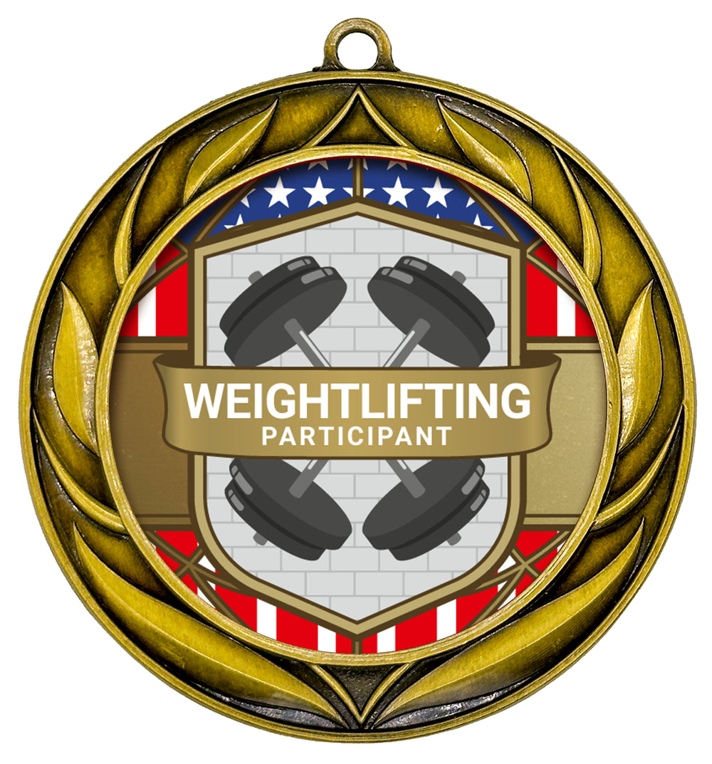 All Quality Wreath Design Weightlifting Medal - 1st, 2nd, 3rd Place