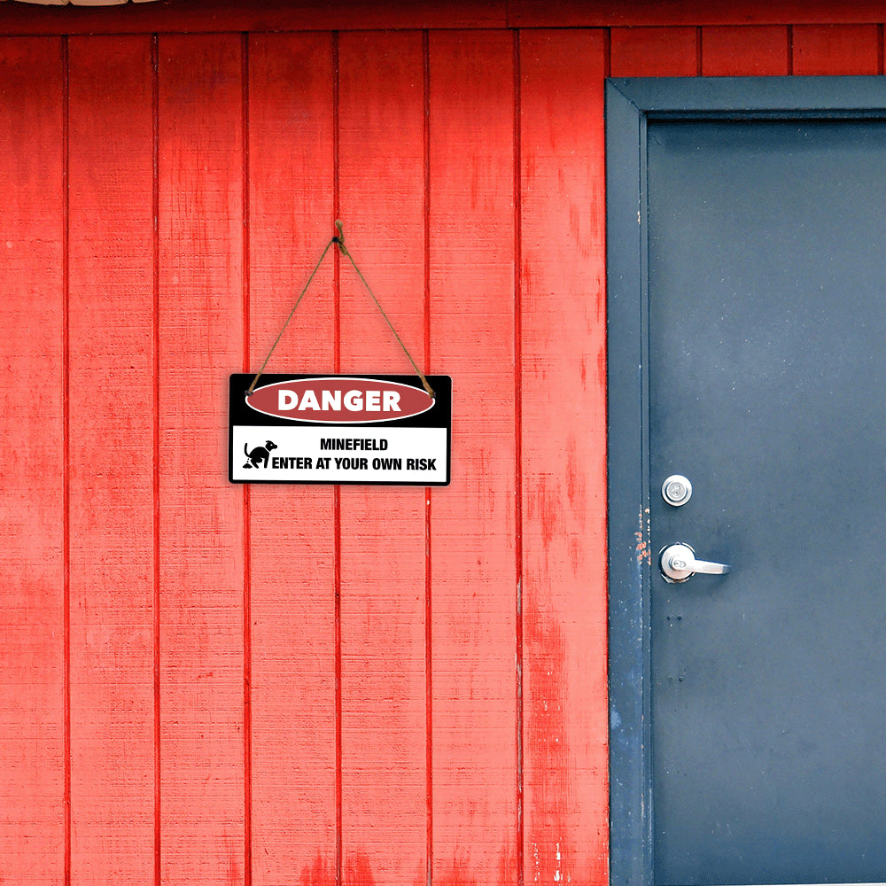 Danger Minefield Enter At Your Own Risk 5" x 10" Hanging Wall or Door Sign | Safety Signs