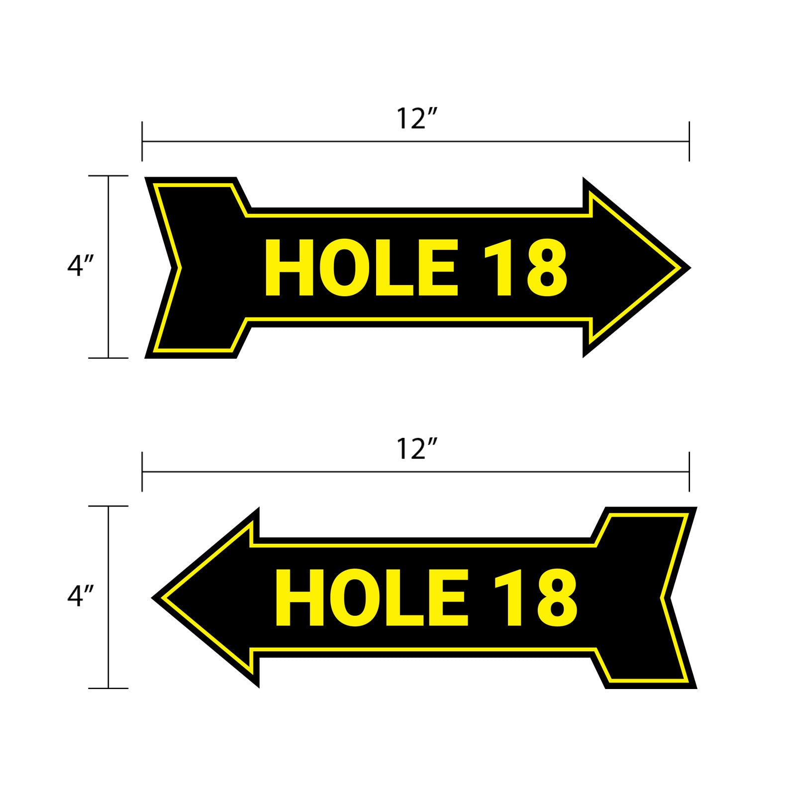 Arrow Shape Hole 18 12x4" Wall or Door Sign | Golf Signage