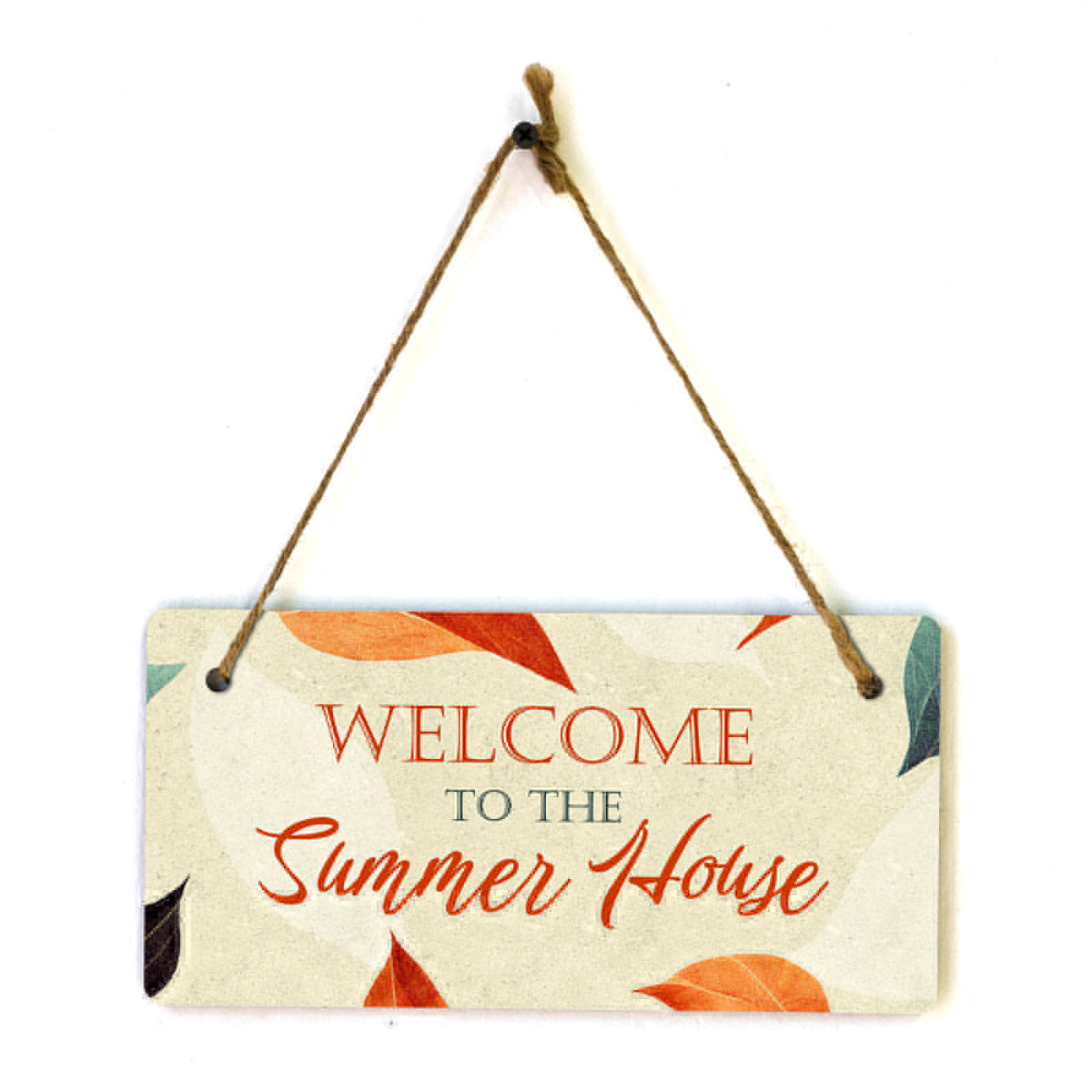 Welcome To The Summer House 5x10 Hanging Plus Wall or Door Sign| Family and Friends Boho Chic Summer Decor