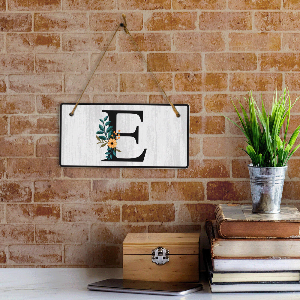 E Flower Decor 5x10 Hanging Wall or Door Sign | Alphabet Letter Room Decoration