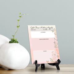 Girl Boss Meeting Agenda Dry Wipe Liquid Chalk Table Sign (6x8") Office And Home Reminders | Personal Schedule | No Pen Included