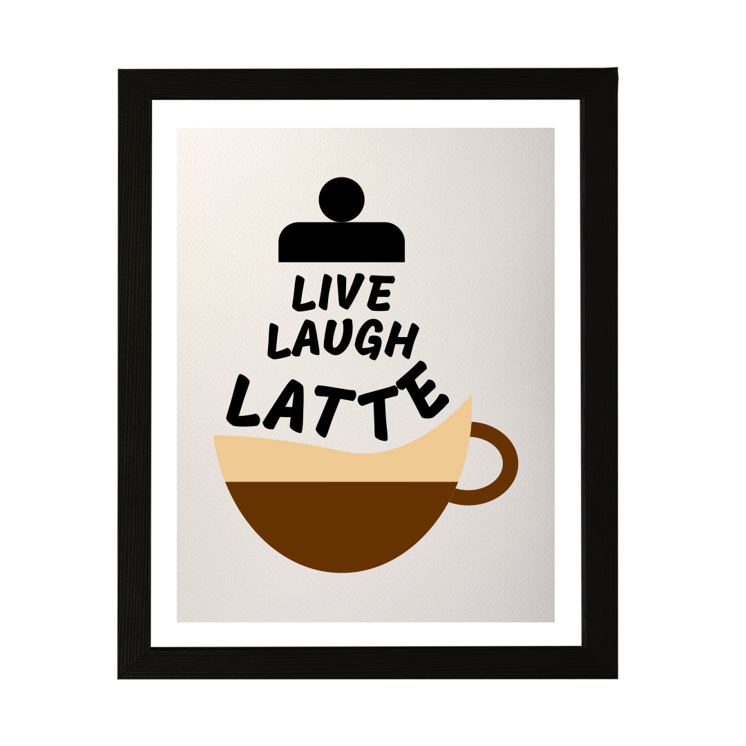 Designs ByLITA Live Laugh Latte, Wall Print Art | Coffee Retro Kitchen Decoration