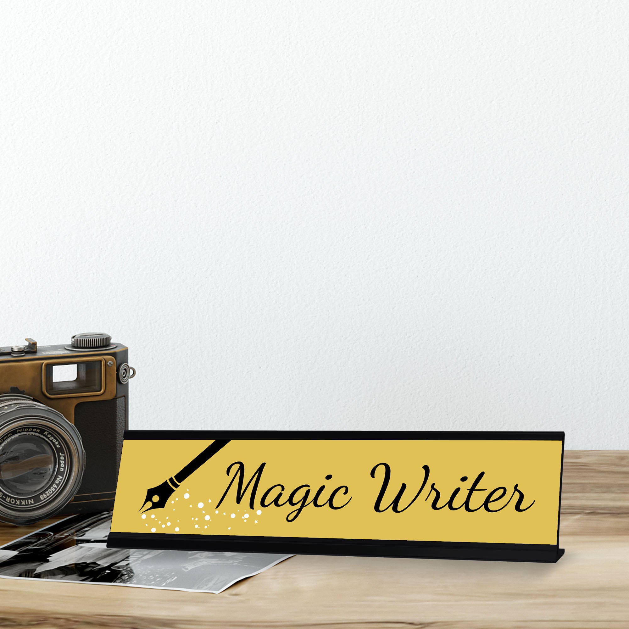 Magic Writer, Black Frame Desk Sign (2x8)