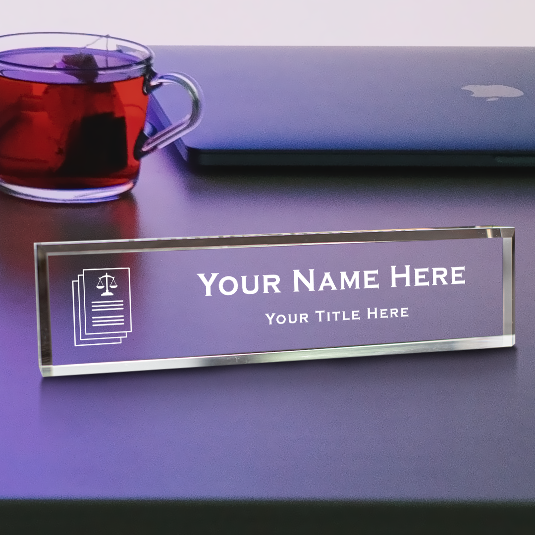 Legal secretary, Personalized Acrylic Desk Sign Gavel Vector (2 x 10")