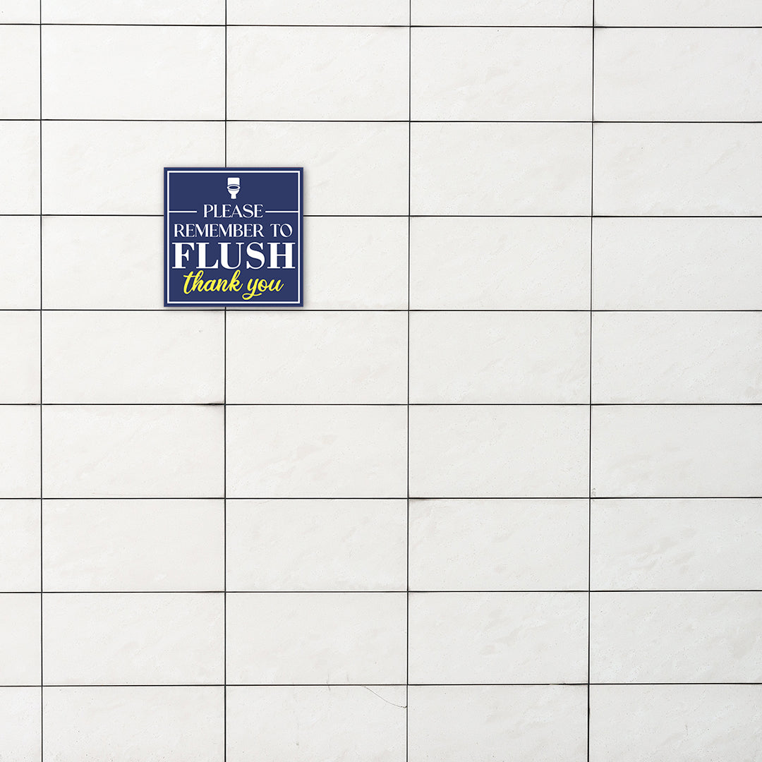 Square Plus Please Remember To Flush Thank You Wall or Door Sign | Public Restrooms Signage