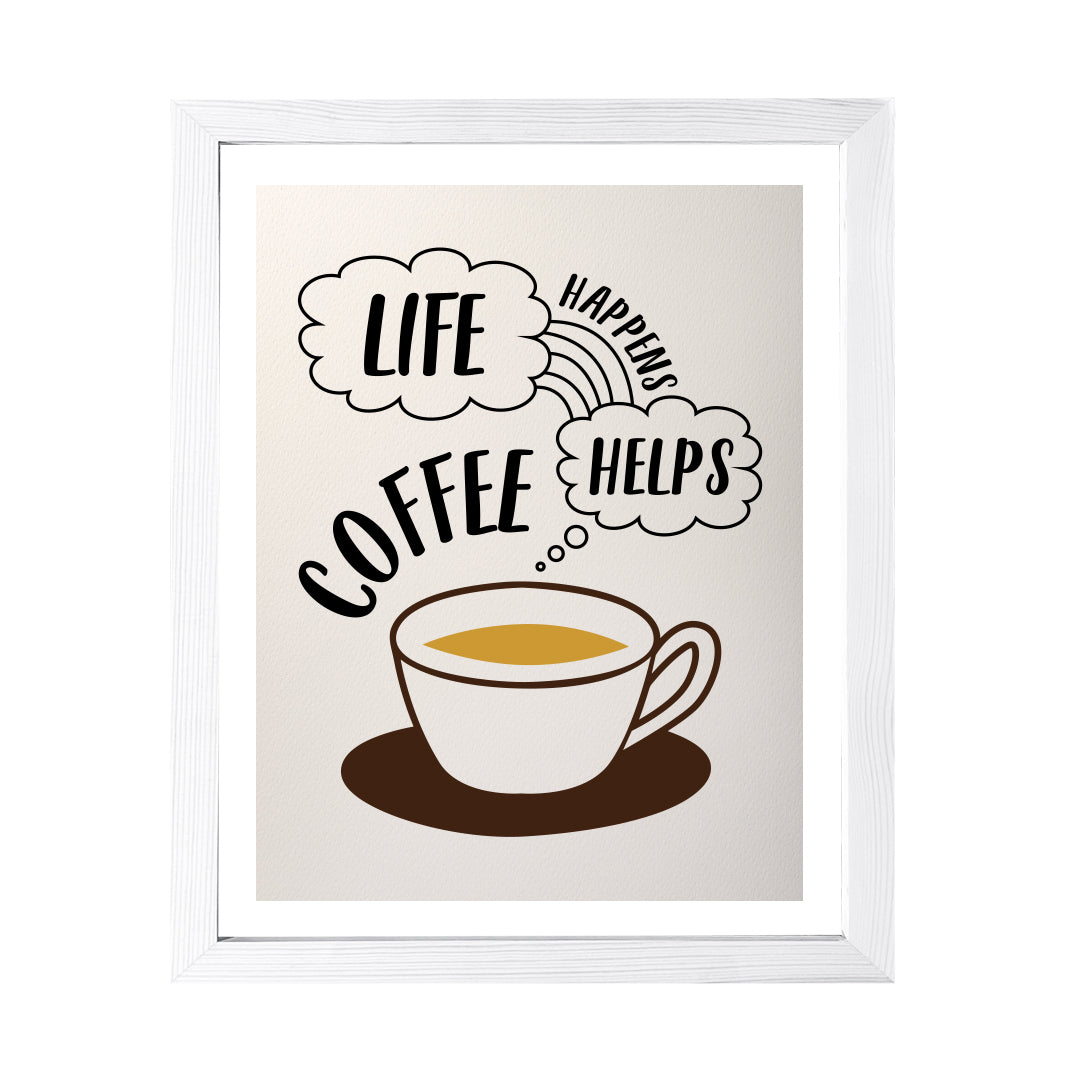 Designs ByLITA Life Happens Coffee Helps, Wall Print Art | Retro Bar Decoration