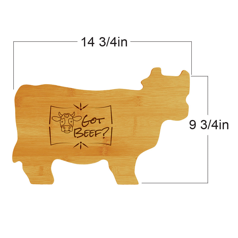 Got Beef? 14.75 x 9.75" Cow Shape Cutting Board | Funny Kitchen Chopping Board