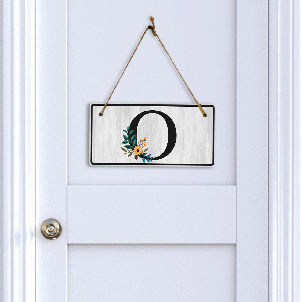 O Flower Decor 5x10 Hanging Wall or Door Sign | Alphabet Letter Room Decoration