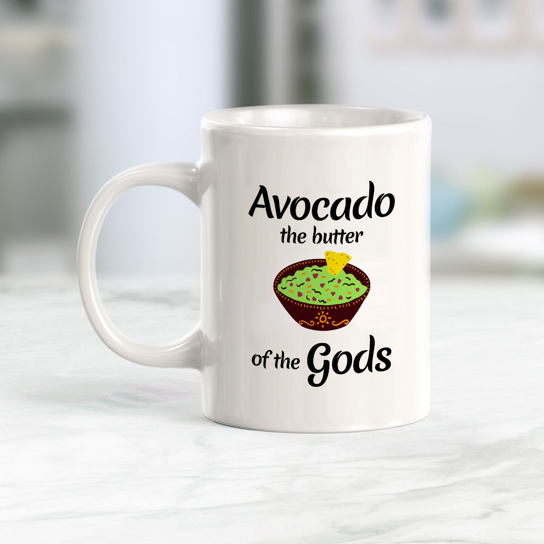 Designs ByLITA Avocado: the butter of the gods 11oz Plastic or Ceramic Coffee Mug Elegance | Great Novelty Gift | High Quality Sublimation | Mexican Pride