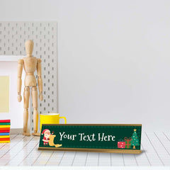 Customizable Christmas 2” x 8” Desk Sign | Holiday Indoor Decoration