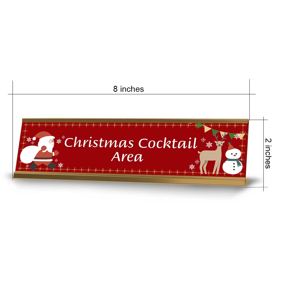 Customizable Christmas 2” x 8” Desk Sign | Holiday Indoor Decoration