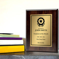 Employee Of The Month Customizable Award Plaque |Easel Mount Option | Recognition of Achievement and Service Personalizable Plaques