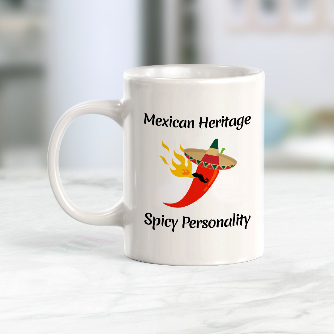 Designs ByLITA Mexican heritage, spicy personality 11oz Plastic or Ceramic Coffee Mug Elegance | Great Novelty Gift | High Quality Sublimation | Mexican Pride