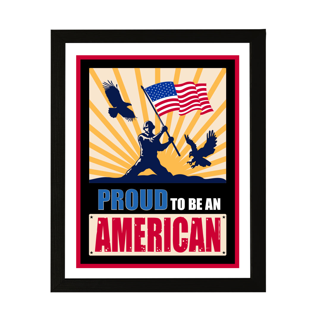 Designs ByLITA Proud To Be an American, Wall Print Art | USA Patriotic Decoration (Unframed or Framed)