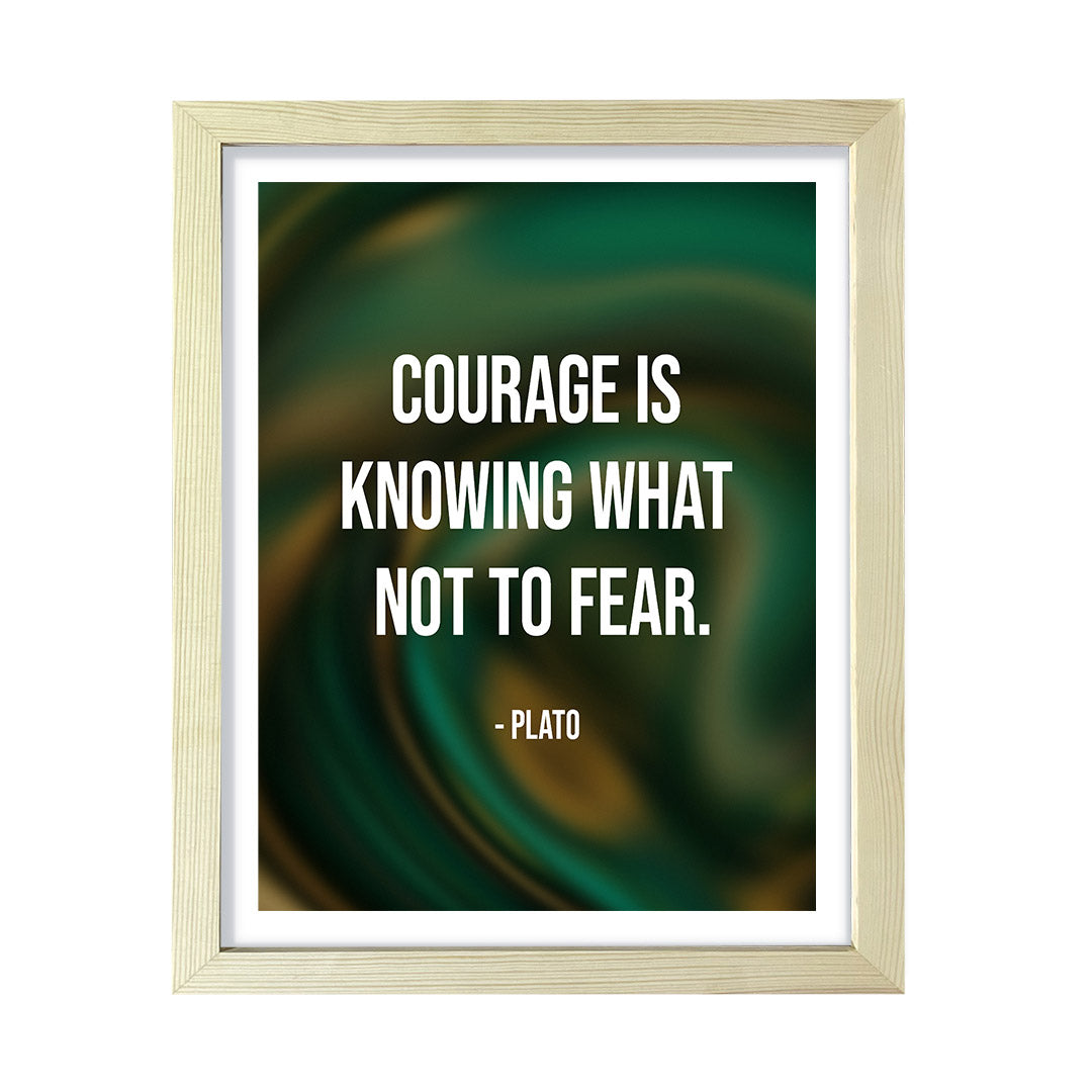 Courage is knowing what not to fear - Plato, Framed Print | Stoic Wisdom Inspirational Quotes