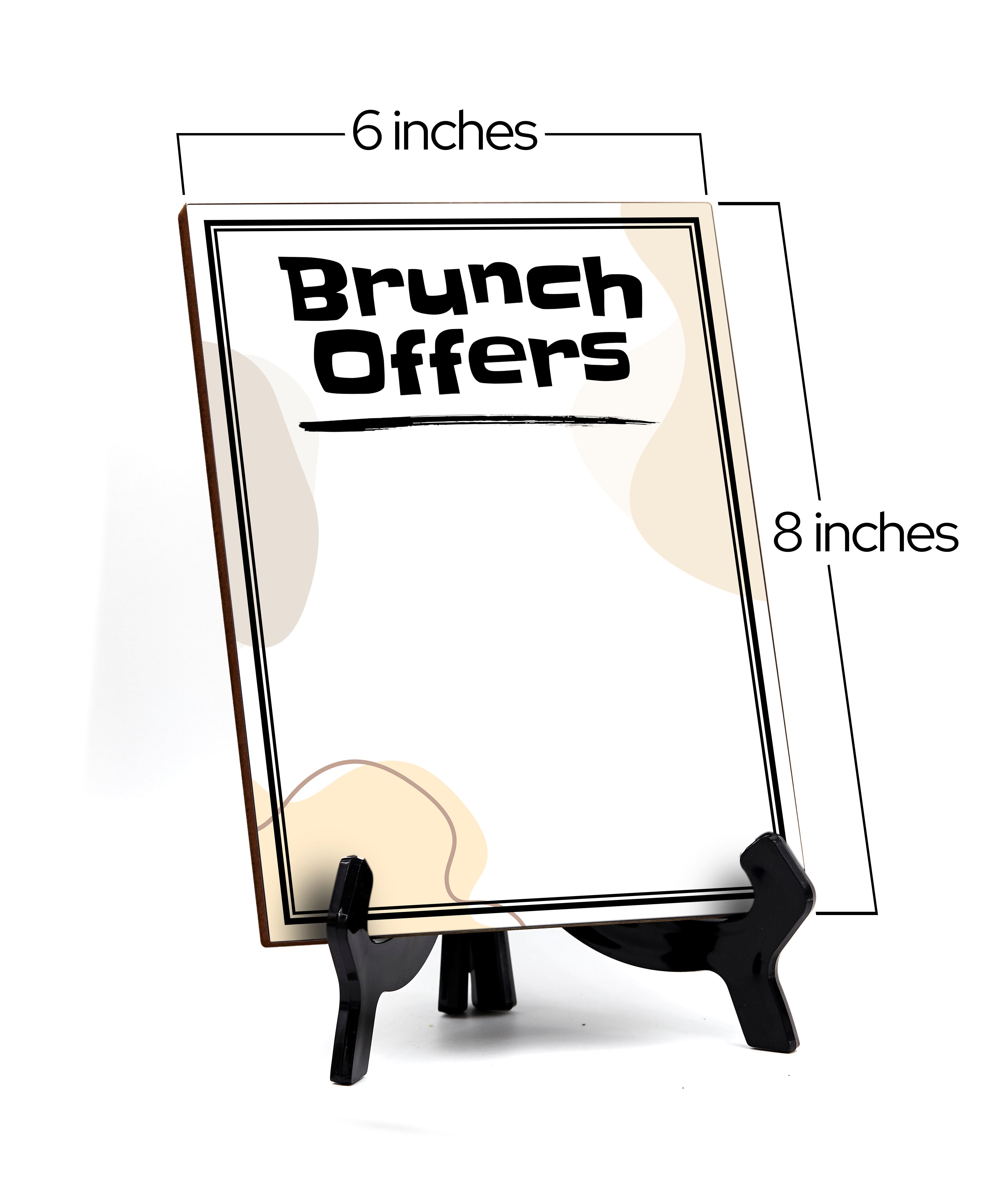 Brunch Offers 6x8 Dry Wipe Table Sign Easy Installation | Restaurant & Bar | Perfect To Clearly Direct Customers & Advertise Specials | No Pen Included