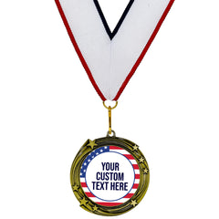 USA Flag Custom Personalized Stars Design Medal | Choice of Ribbon | Patriotic Personalized Award