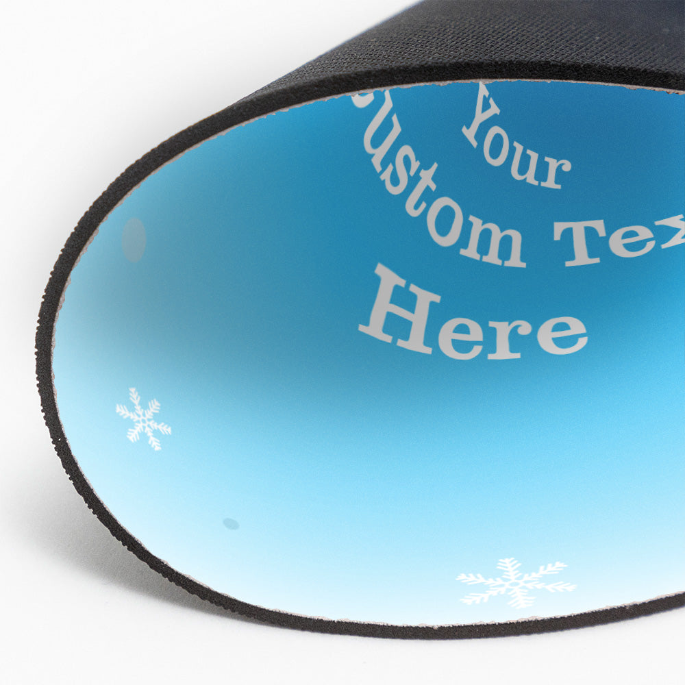 Customizable 8x8" Circle Shaped Mouse Pad - Snowflake Winter Design - Personalizable with Your Own Message - Perfect for Work - Durable, Non-Slip Base