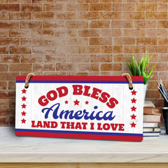 God Bless America Land That I Love 5x10 Hanging Plus Wall or Door Sign | American Pride