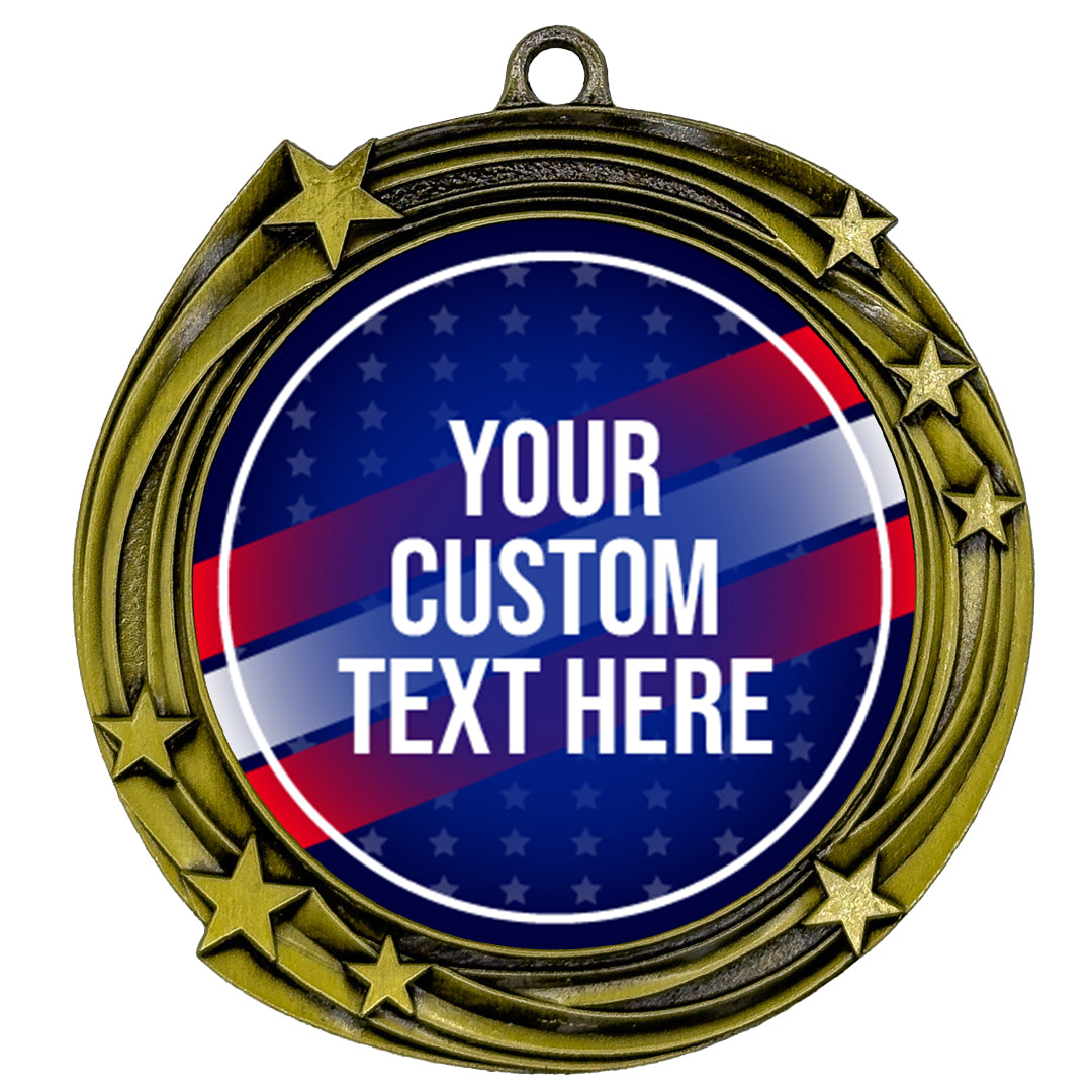 Patriot Custom Personalized Stars Design Medal | Choice of Ribbon | USA Flag Personalized Award