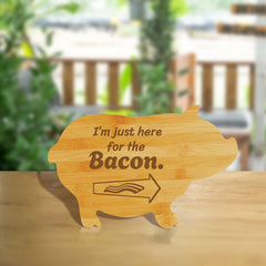 I’m just here for the bacon. (13.75 x 8.75") Pig Shape Cutting Board | Funny Decorative Kitchen Chopping Board