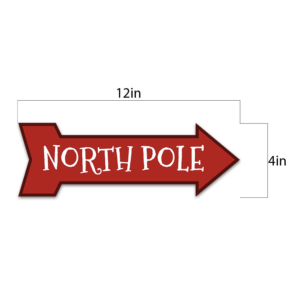 Arrow Shape Plus North Pole 12x4" Wall or Door Sign | Christmas Holiday Decoration