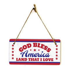 God Bless America Land That I Love 5x10 Hanging Plus Wall or Door Sign | American Pride