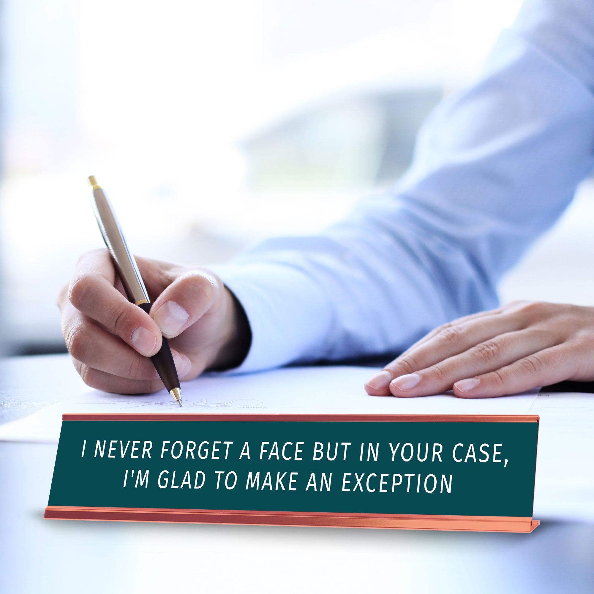 I Never Forget A Face But In Your Case, I'm Glad To Make An Exception Desk Sign (2x10") | Funny Office Decor