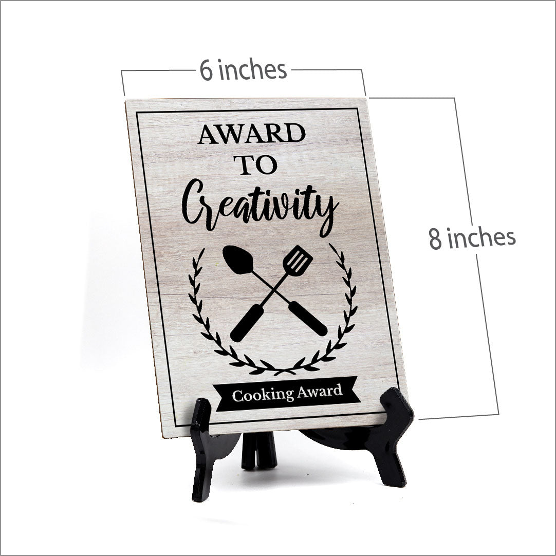 Signs ByLITA Award to Creativity Cooking Award, Table Sign with Acrylic Stand (6 x 8“)