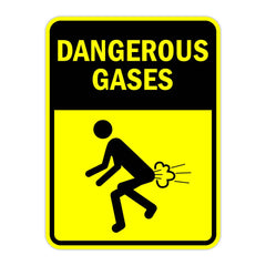 Portrait Round Plus Dangerous Gases Door or Wall Sign | Funny Warning Sign For Bathroom