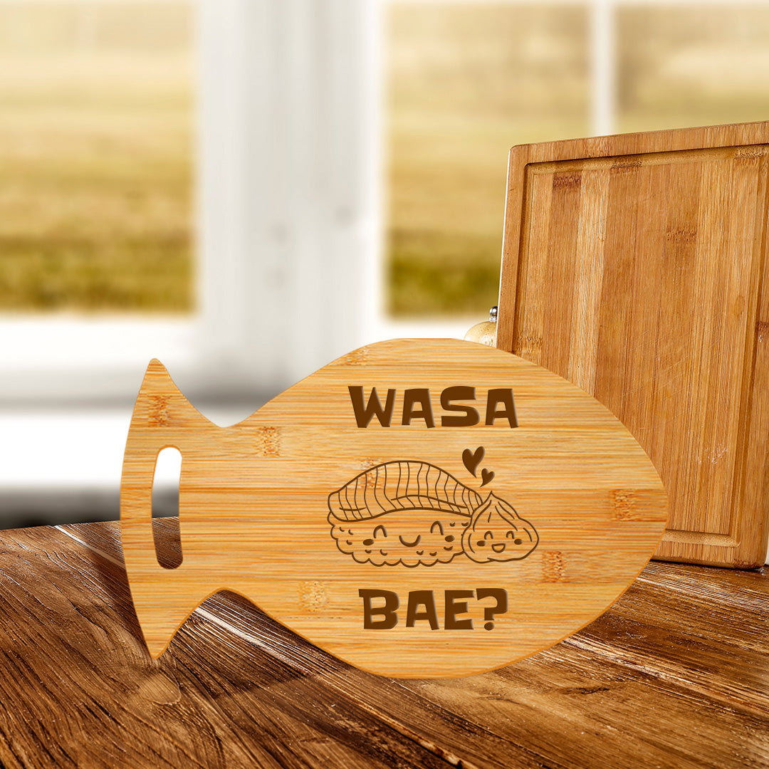 Wasa Bae 14 x 8.5" Fish Shape Cutting Board | Decorative Kitchen Accessory For Sushi Lovers