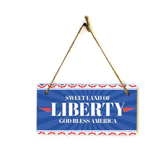 Sweet Land Of Liberty God Bless America 5x10 Hanging Plus Wall or Door Sign | USA Home Decor