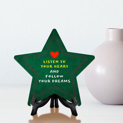 Sign ByLITA Listen to Your Heart and Follow Your Dreams Star Table Sign with Acrylic Stand (7.5x7.5“) Development | Kindergarten Classroom Essentials | Nurture Young Minds | Fun & Educational Supplies | Easy to Read | Includes Easel Stand