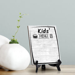 Kids' Menu 6x8 Dry Wipe Table Sign Easy Installation | Restaurant & Bar | Perfect To Clearly Direct Customers & Advertise Specials | No Pen Included