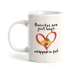 Designs ByLITA Burritos Are Just Hugs Wrapped in Foil 11oz Plastic or Ceramic Coffee Mug Elegance | Great Novelty Gift | High Quality Sublimation | Mexican Pride