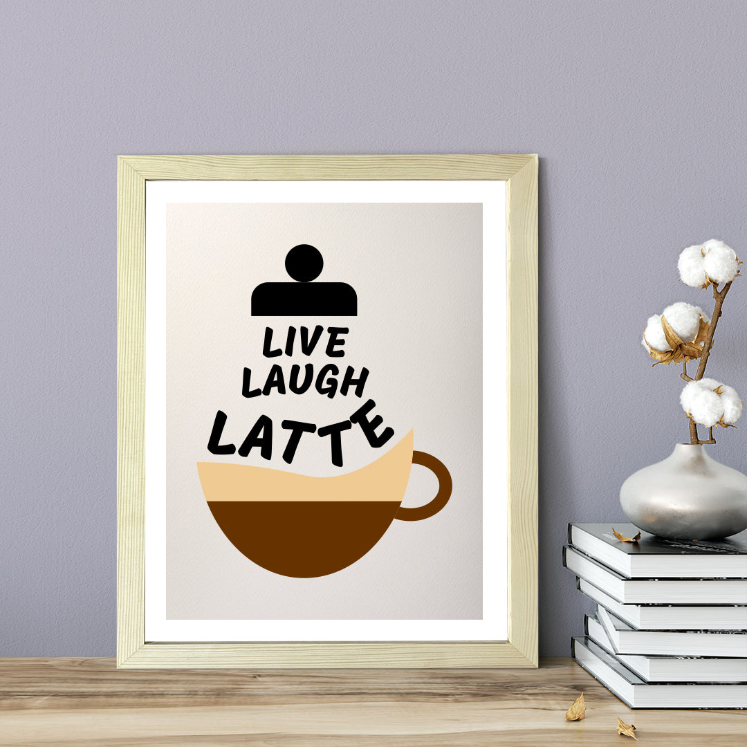 Designs ByLITA Live Laugh Latte, Wall Print Art | Coffee Retro Kitchen Decoration