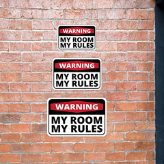 Classic Framed Plus Warning My Room My Rules Wall or Door Sign | Funny Naughty Decor