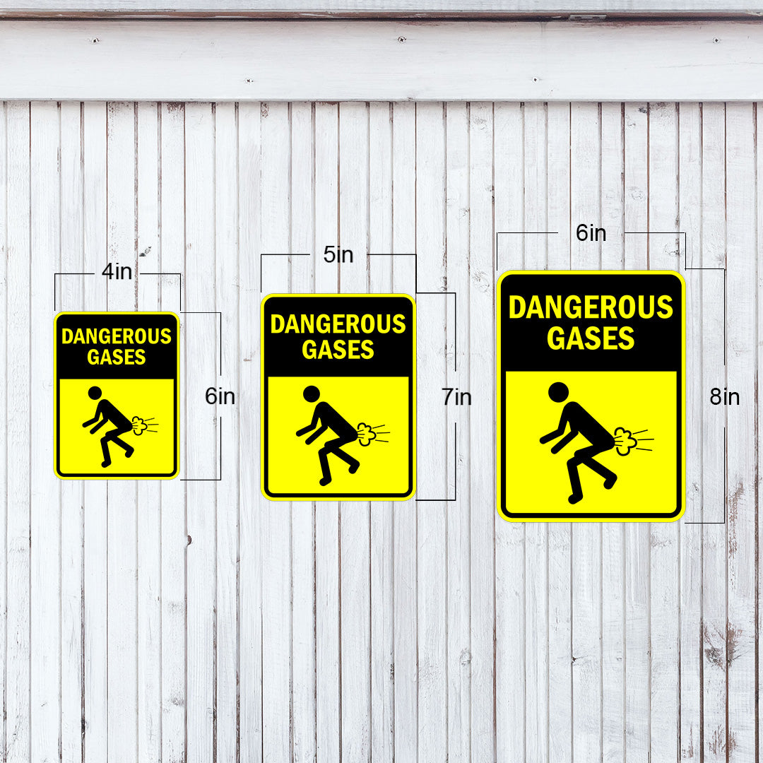 Portrait Round Plus Dangerous Gases Door or Wall Sign | Funny Warning Sign For Bathroom