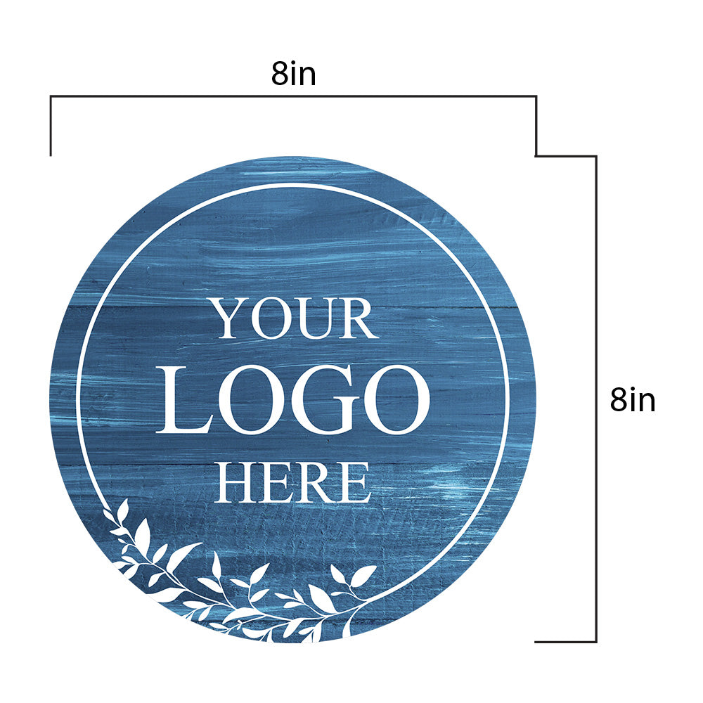 Customizable (8 x 8") Circle Mouse Pad - Dark Blue Wood Logo Design - Add Custom Logo, Message, or Text