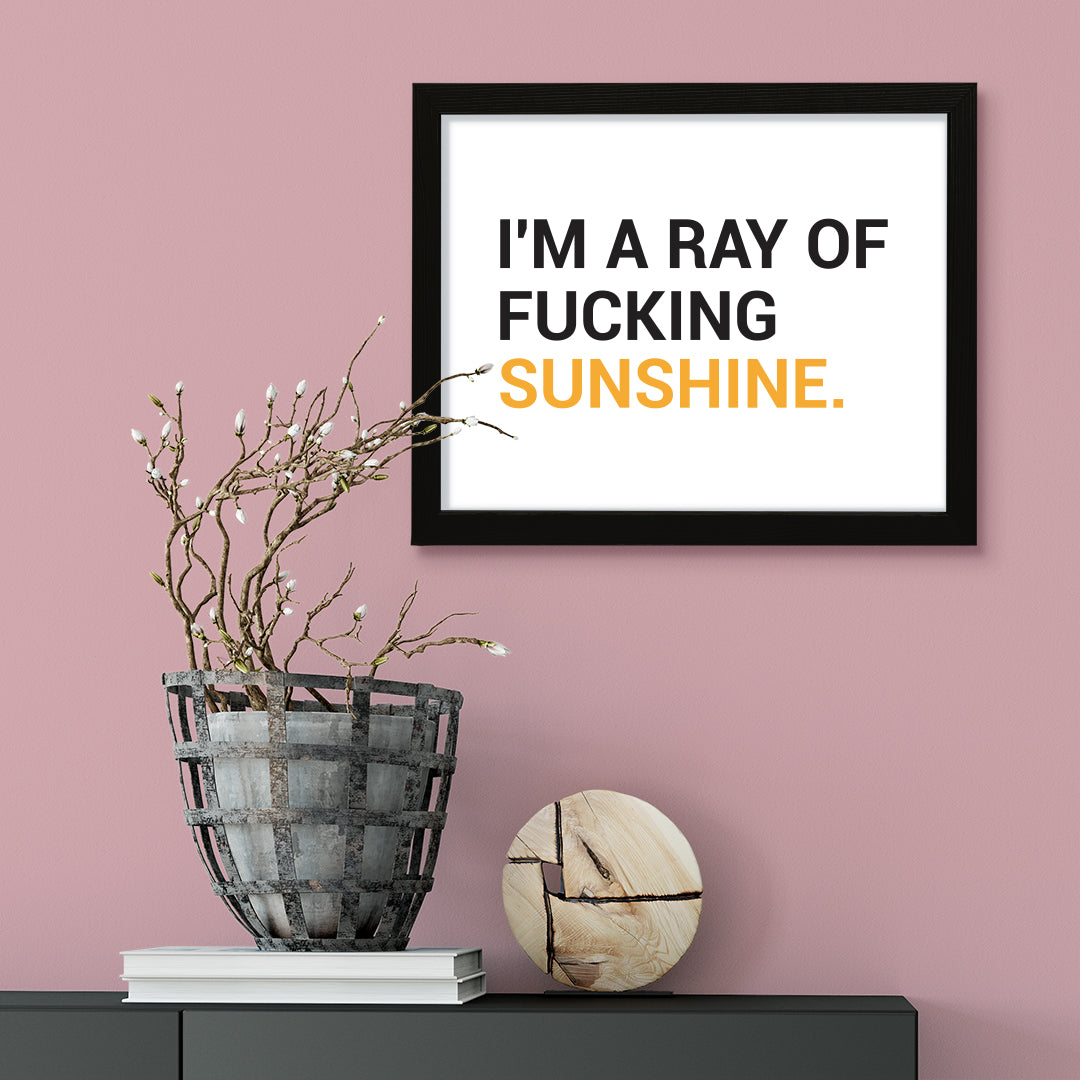 I'm a ray of f*cking sunshine, Novelty Framed Wall Art, Home Décor Prints