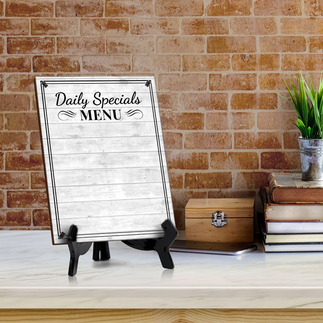 Daily Specials Menu 6x8 Dry Wipe Table Sign Easy Installation | Restaurant & Bar | Perfect To Clearly Direct Customers & Advertise Specials | No Pen Included