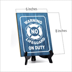 Signs ByLITA Warning No Lifeguard on Duty Table Sign With Acrylic Stand (6x8“)