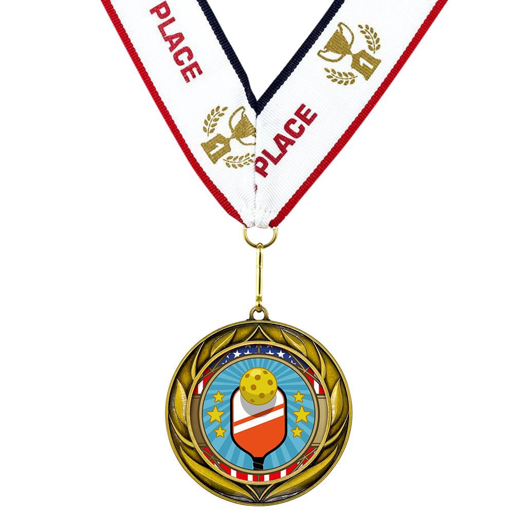 All Quality Wreath Design Pickleball Medal | Competition | High Quality Metal Medal - 1st, 2nd, 3rd Place