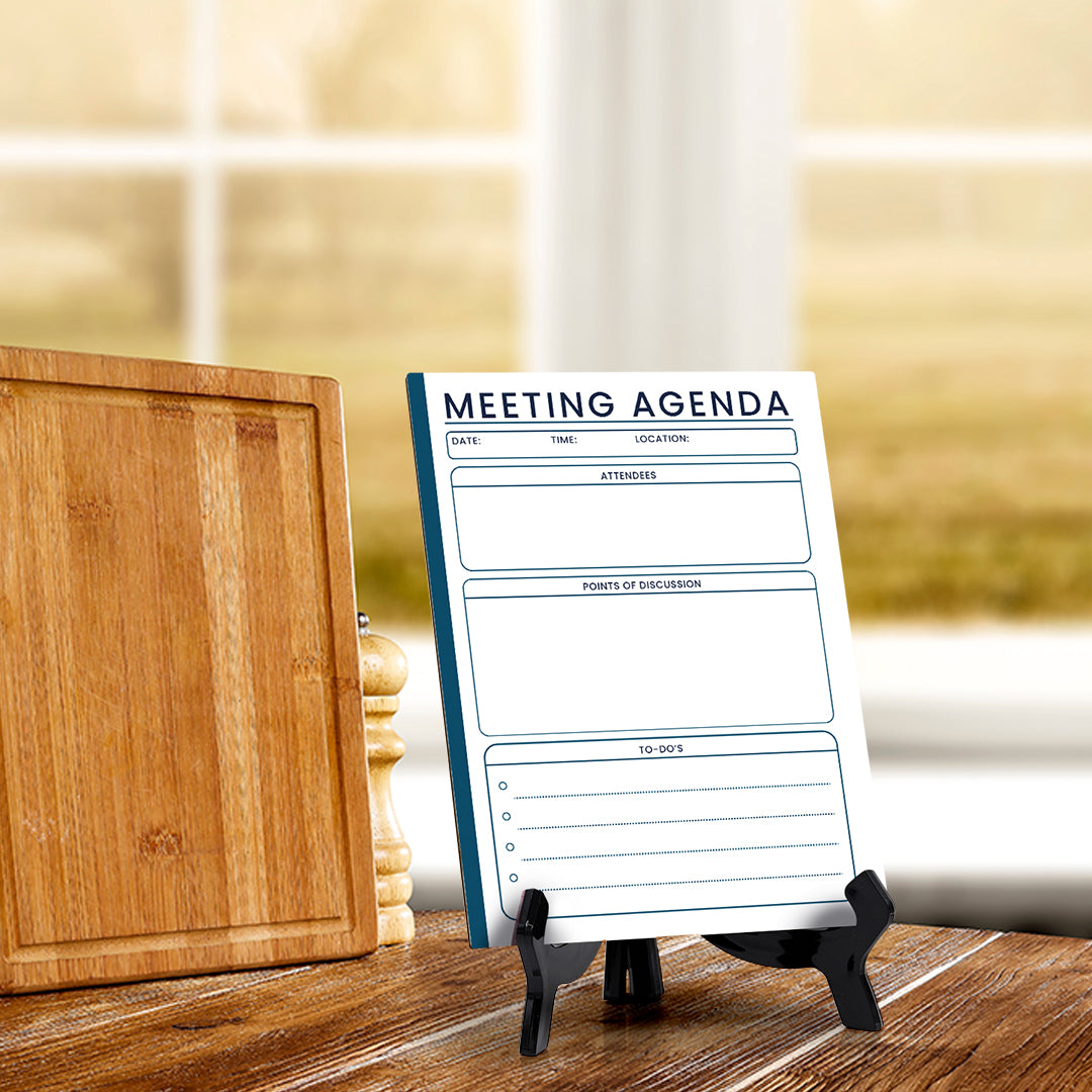 Meeting Agenda Dry Wipe Liquid Chalk Table Sign (6x8") Office And Home Reminders | Personal Schedule | No Pen Included