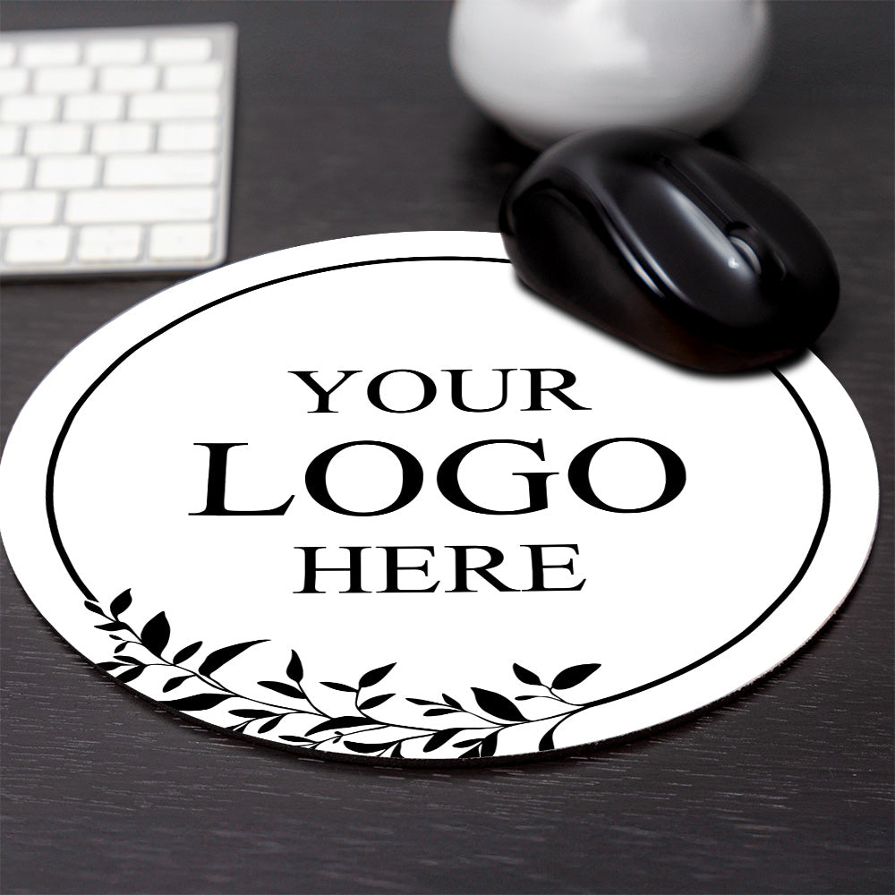 Customizable (8 x 8") Circle Mouse Pad - White Background - Add Your Logo, Message, or Custom Text