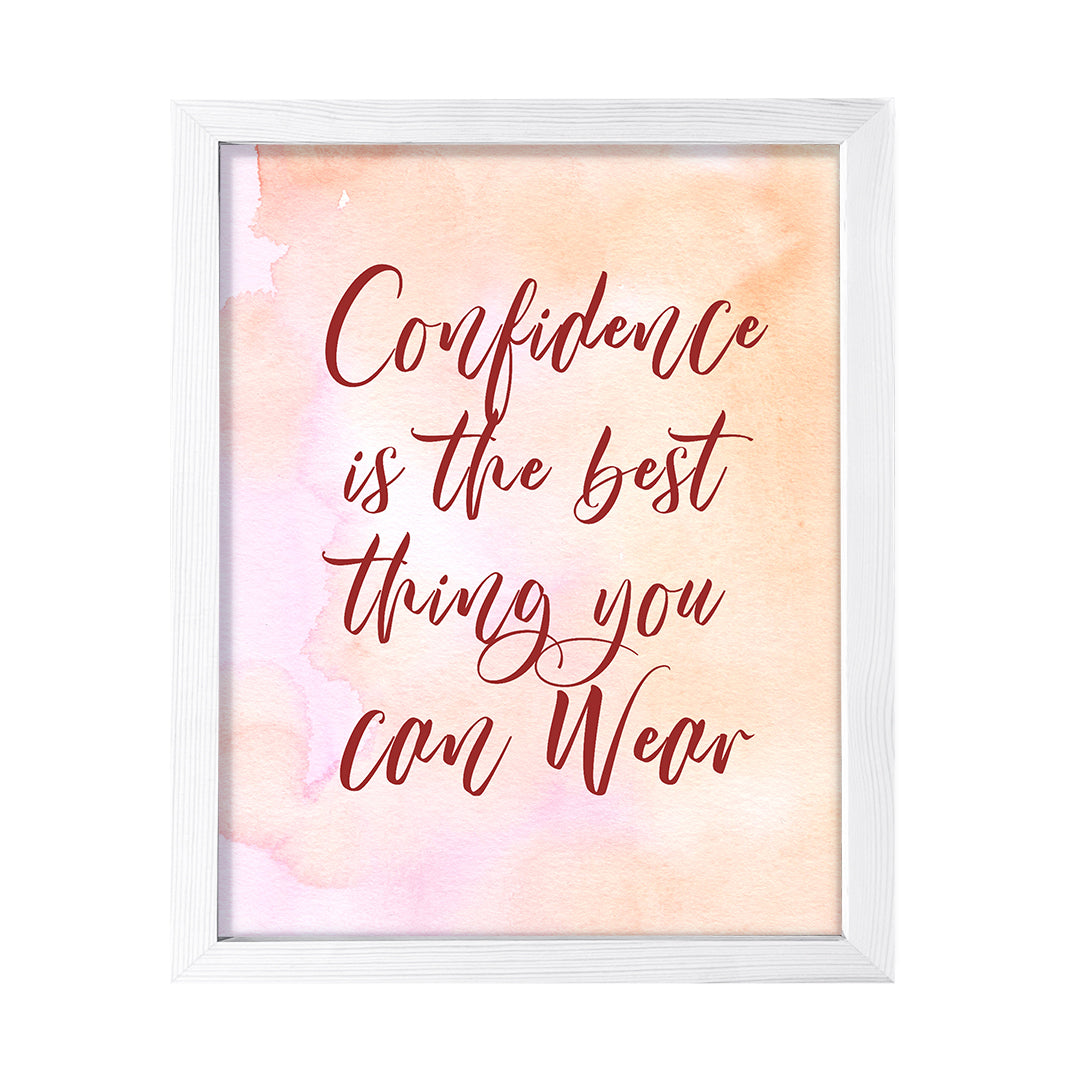 Confidence is the best thing you can wear, Inspirational Watercolor Framed Wall Art