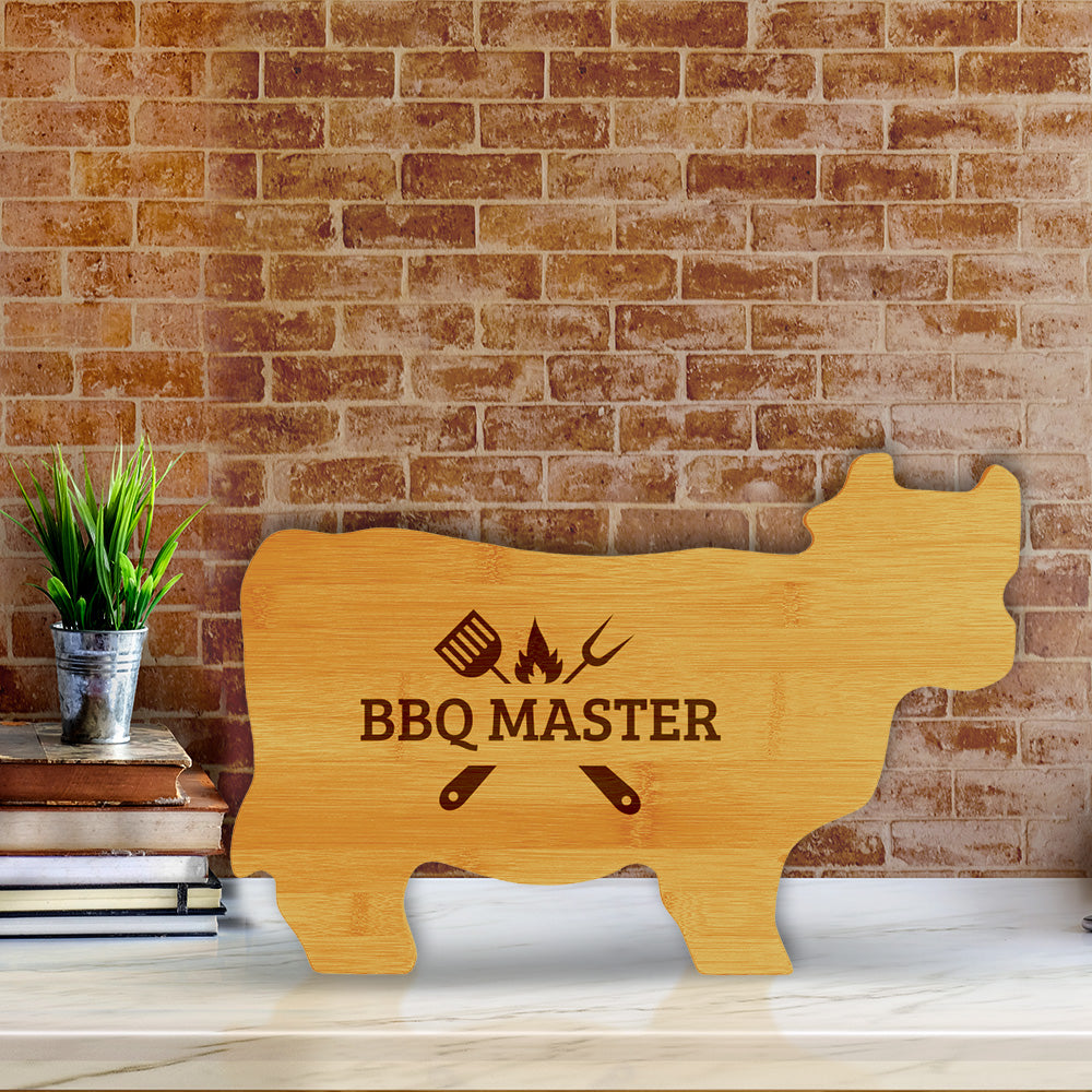 BBQ Master 14.75 x 9.75" Cow Shape Cutting Board | Funny Kitchen Chopping Board