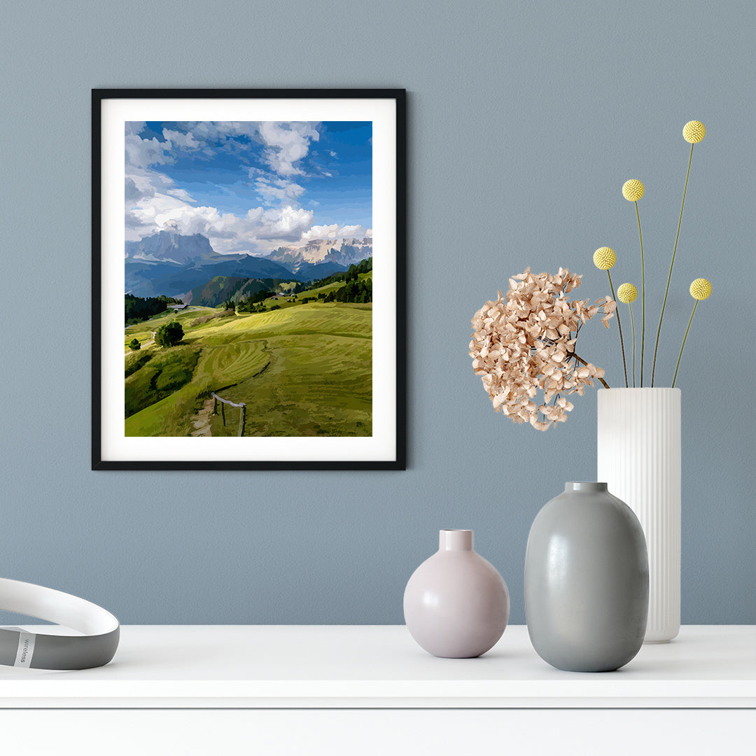 Summer Mountain Valley, Framed Print Sign Easy Installation | Countryside Beauty | Stylish Modern Decoration For The Home and Office